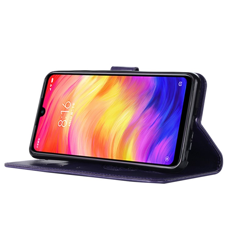 Imprint Dream Catcher Owl Leather Wallet Mobile Cover for Xiaomi Redmi 7 / Redmi Y3 - Purple-6
