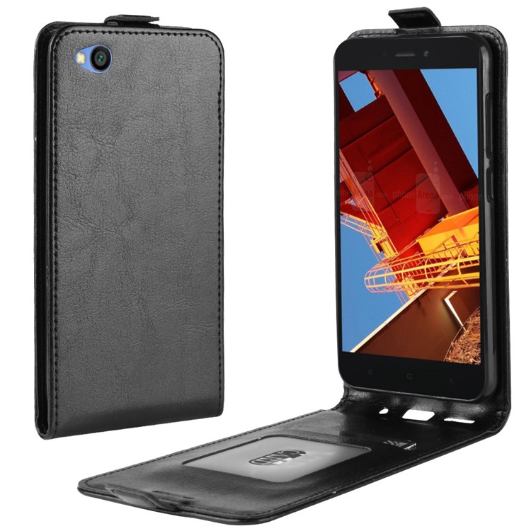 Crazy Horse Vertical Flip Leather Protective Case for Xiaomi Redmi Go - Black-1