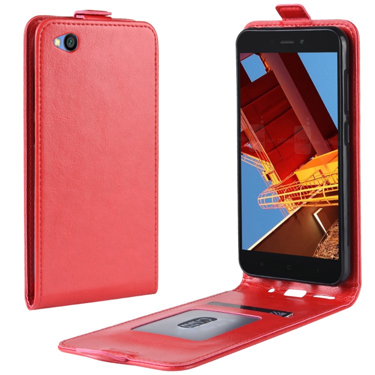 Crazy Horse Vertical Flip Leather Protective Case for Xiaomi Redmi Go - Red-1