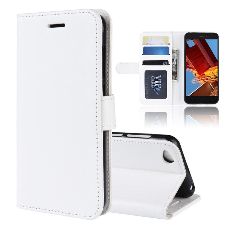 Crazy Horse PU Leather Stand Wallet Flip Case for Xiaomi Redmi Go - White-1