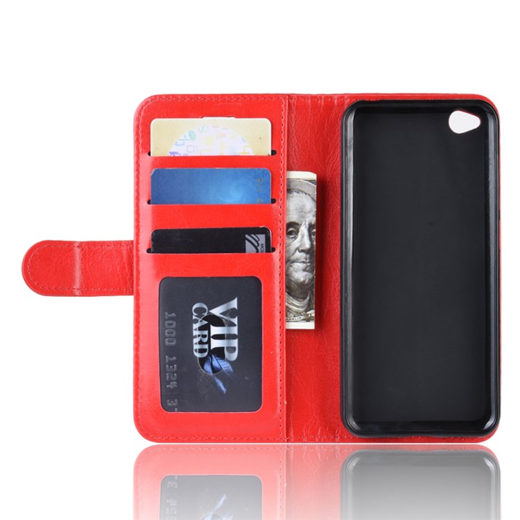 Crazy Horse PU Leather Stand Wallet Flip Case for Xiaomi Redmi Go - Red-4