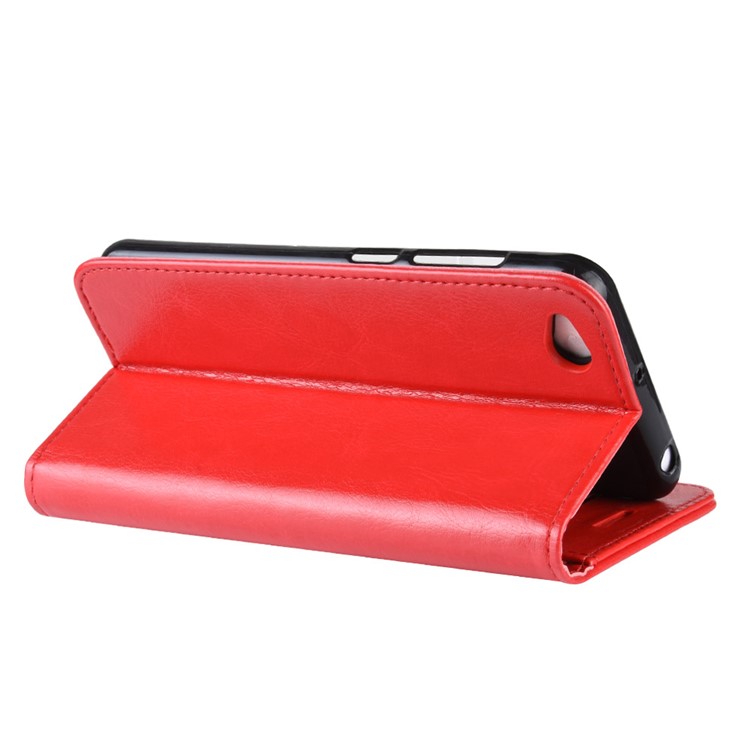 Crazy Horse PU Leather Stand Wallet Flip Case for Xiaomi Redmi Go - Red-6