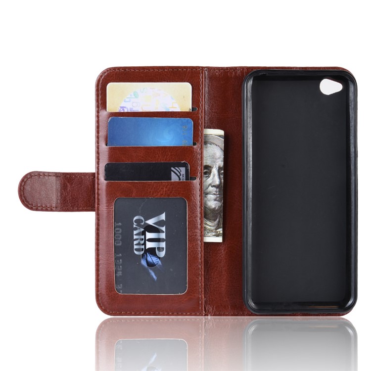 Crazy Horse PU Leather Stand Wallet Flip Case for Xiaomi Redmi Go - Brown-4