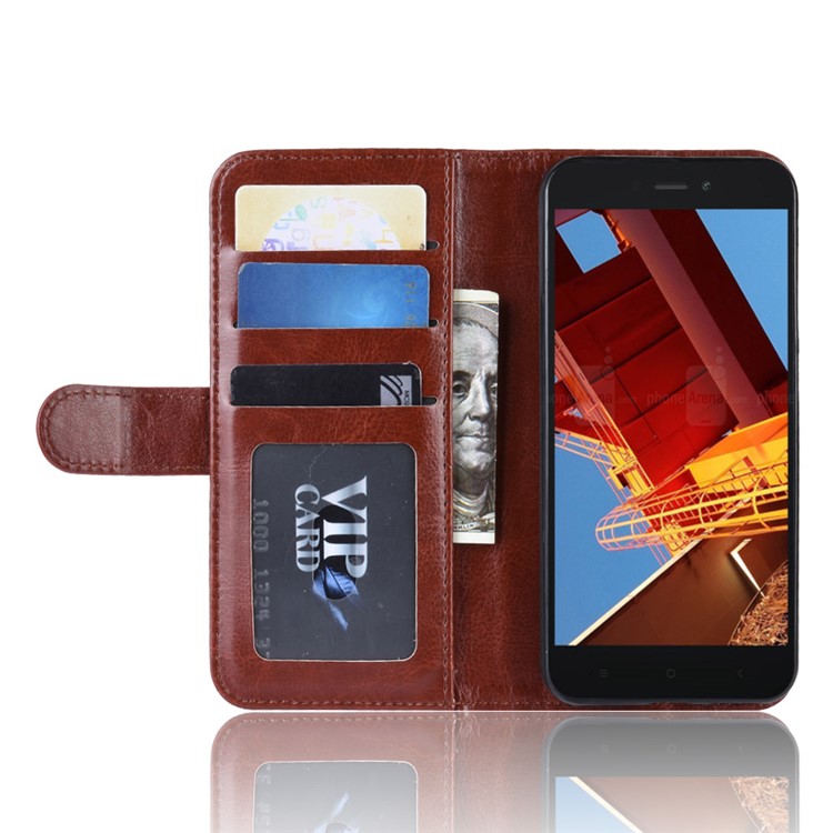 Crazy Horse PU Leather Stand Wallet Flip Case for Xiaomi Redmi Go - Brown-5
