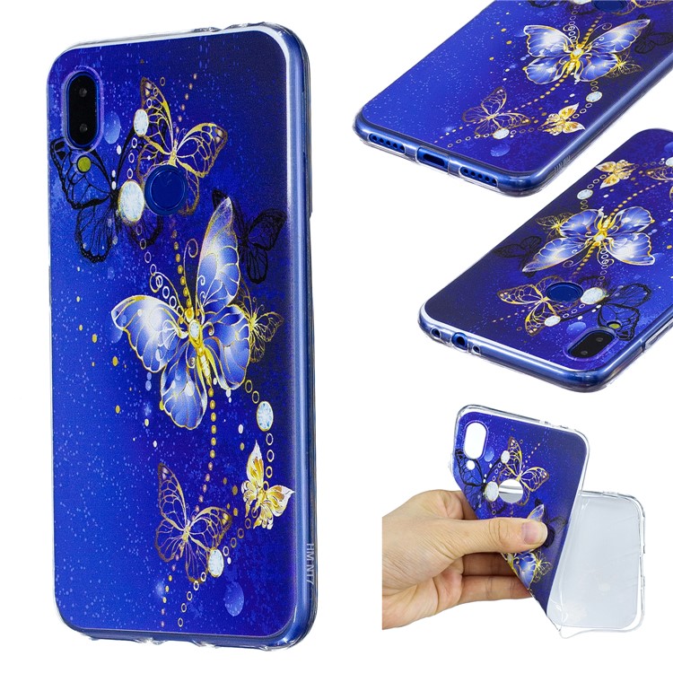 Pattern Printing Soft TPU Case for Xiaomi Redmi Note 7S / Note 7 / Note 7 Pro (India)- Blue Butterfly-1