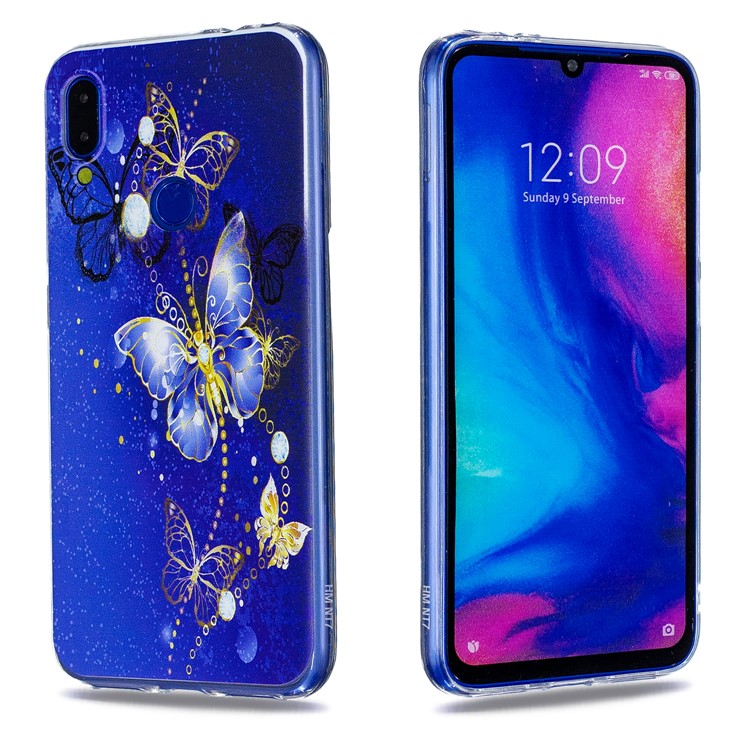 Pattern Printing Soft TPU Case for Xiaomi Redmi Note 7S / Note 7 / Note 7 Pro (India)- Blue Butterfly-4