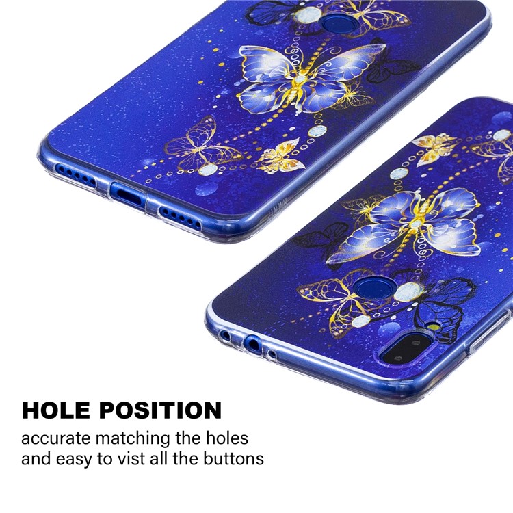 Pattern Printing Soft TPU Case for Xiaomi Redmi Note 7S / Note 7 / Note 7 Pro (India)- Blue Butterfly-5