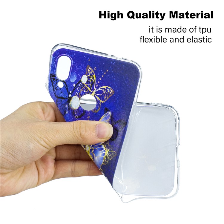Pattern Printing Soft TPU Case for Xiaomi Redmi Note 7S / Note 7 / Note 7 Pro (India)- Blue Butterfly-7
