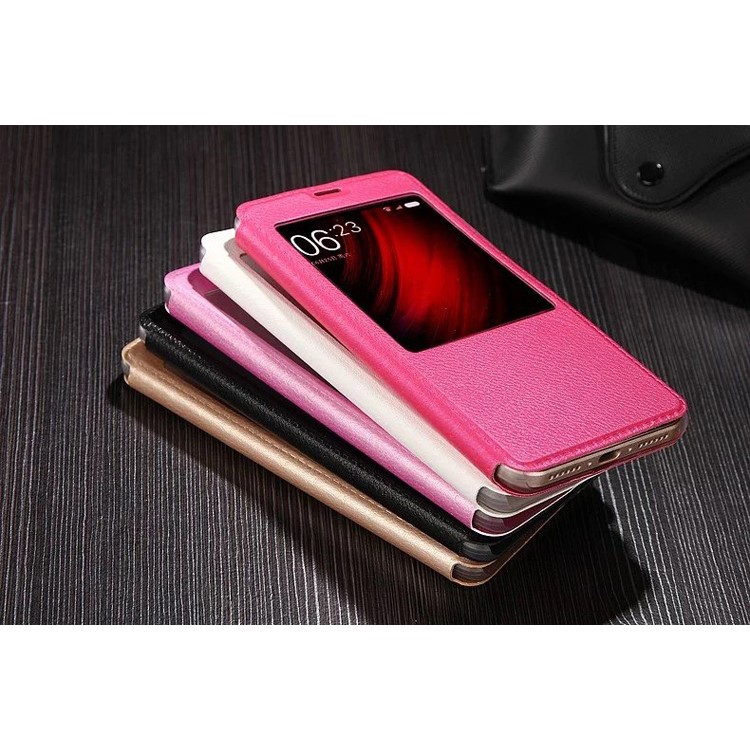 Information View Window Leather Stand Case for Xiaomi Redmi Note 4 - Black-4