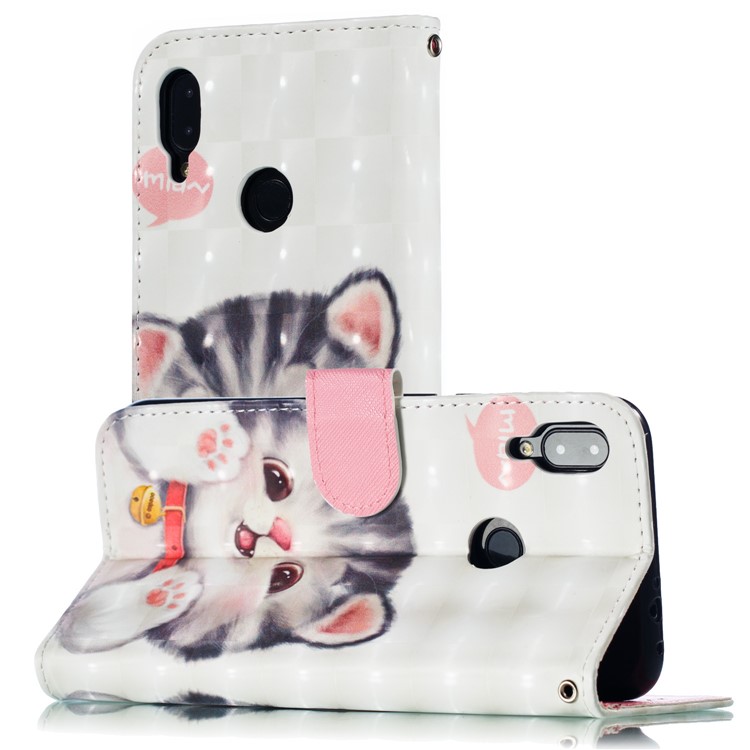 Pattern Printing Light Spot Decor Leather Wallet Case for Xiaomi Redmi Note 7 / Note 7 Pro (India) - Adorable Cat-6