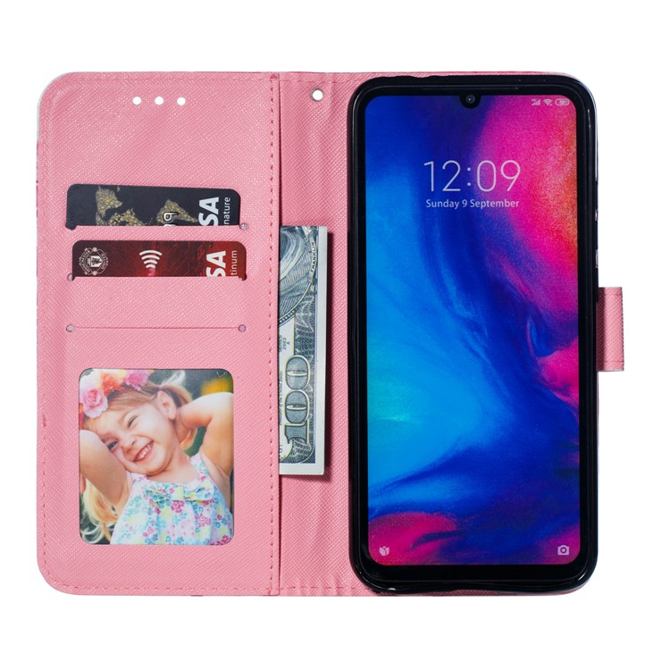 Pattern Printing Light Spot Decor Leather Wallet Case for Xiaomi Redmi Note 7S / Note 7 / Note 7 Pro (India) - Purple Butterfly-10