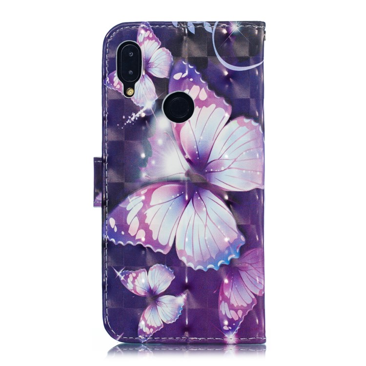 Pattern Printing Light Spot Decor Leather Wallet Case for Xiaomi Redmi Note 7S / Note 7 / Note 7 Pro (India) - Purple Butterfly-3