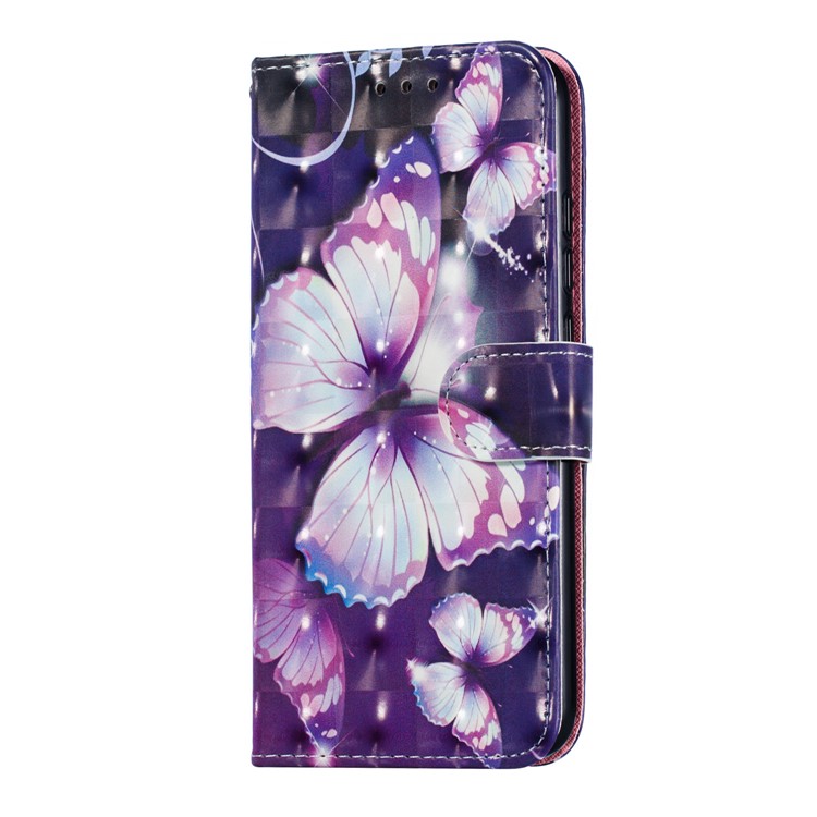 Pattern Printing Light Spot Decor Leather Wallet Case for Xiaomi Redmi Note 7S / Note 7 / Note 7 Pro (India) - Purple Butterfly-4