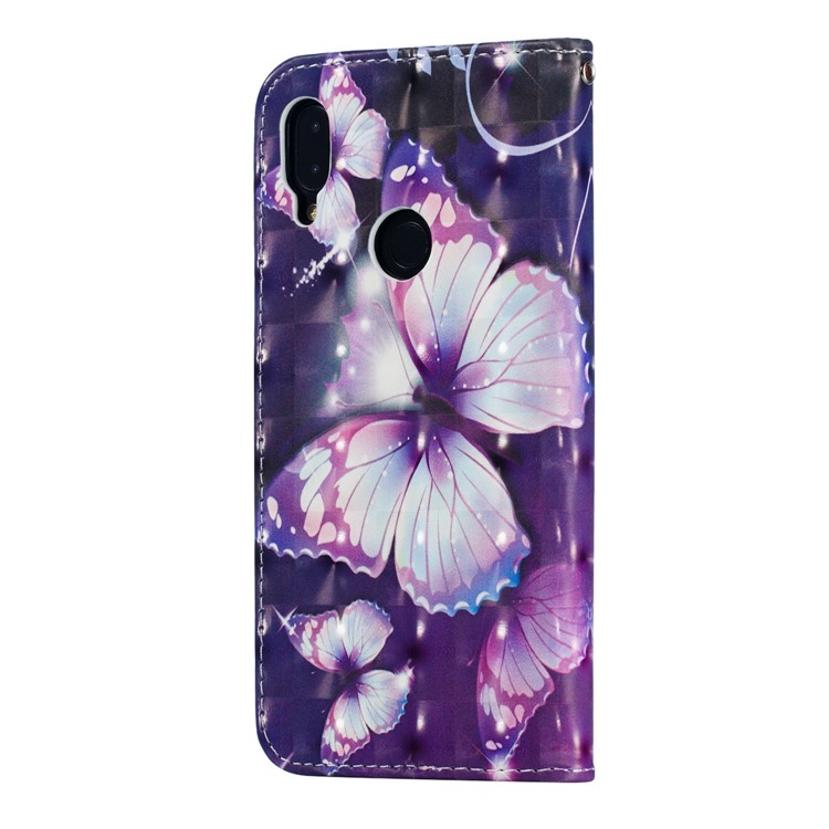 Pattern Printing Light Spot Decor Leather Wallet Case for Xiaomi Redmi Note 7S / Note 7 / Note 7 Pro (India) - Purple Butterfly-5