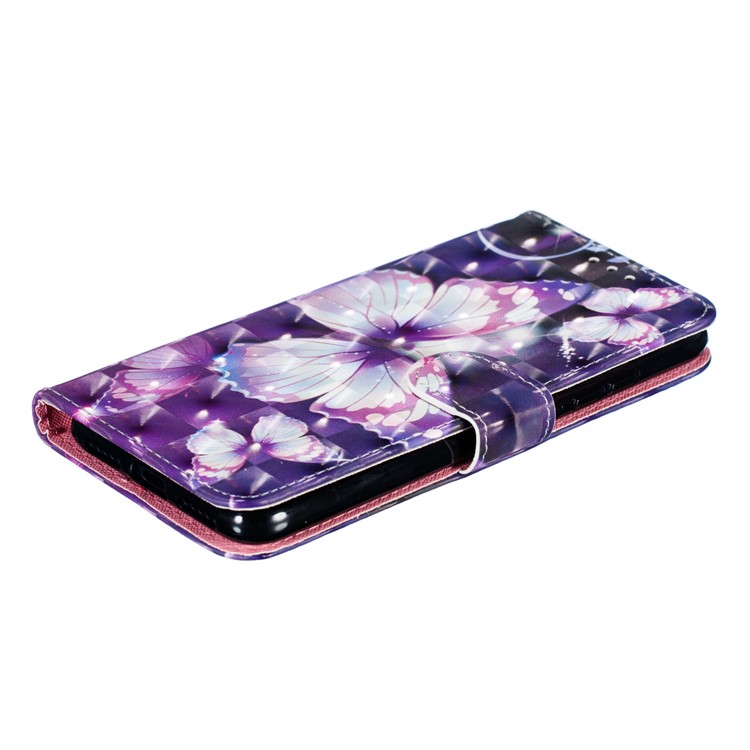 Pattern Printing Light Spot Decor Leather Wallet Case for Xiaomi Redmi Note 7S / Note 7 / Note 7 Pro (India) - Purple Butterfly-7