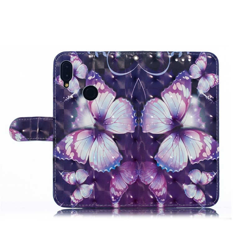 Pattern Printing Light Spot Decor Leather Wallet Case for Xiaomi Redmi Note 7S / Note 7 / Note 7 Pro (India) - Purple Butterfly-9