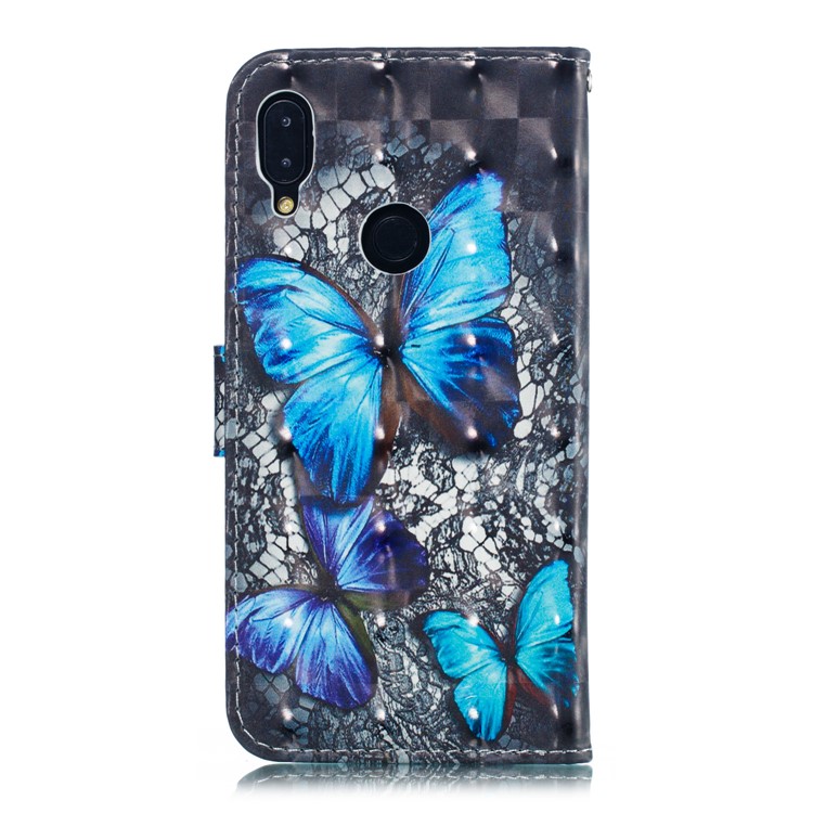 Pattern Printing Light Spot Decor Leather Wallet Case for Xiaomi Redmi Note 7S / Note 7 / Note 7 Pro (India) - Blue Butterfly-3