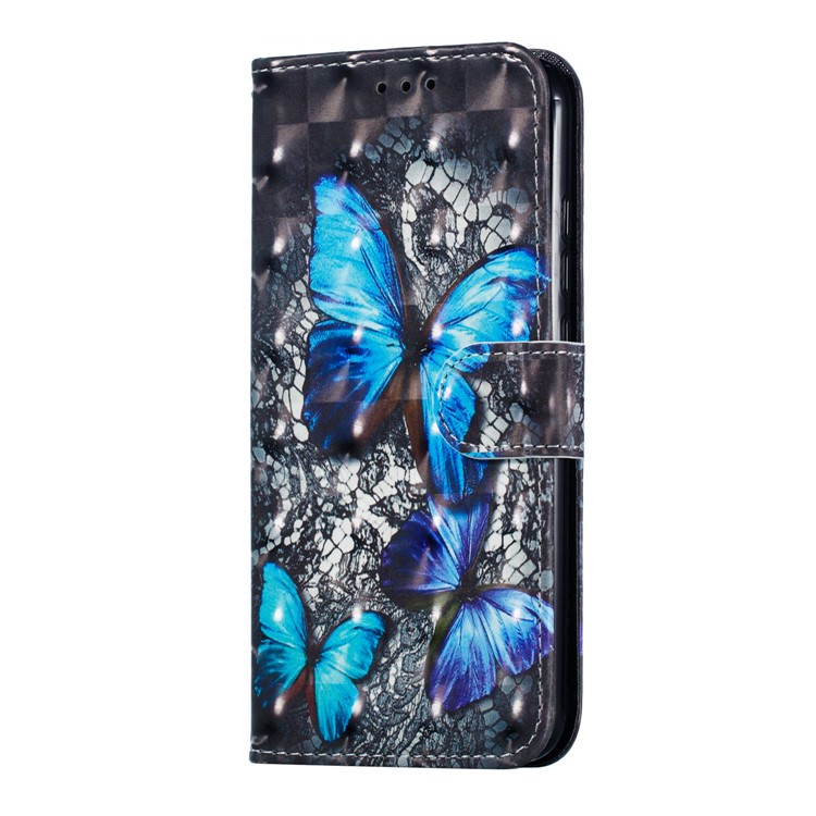 Pattern Printing Light Spot Decor Leather Wallet Case for Xiaomi Redmi Note 7S / Note 7 / Note 7 Pro (India) - Blue Butterfly-4