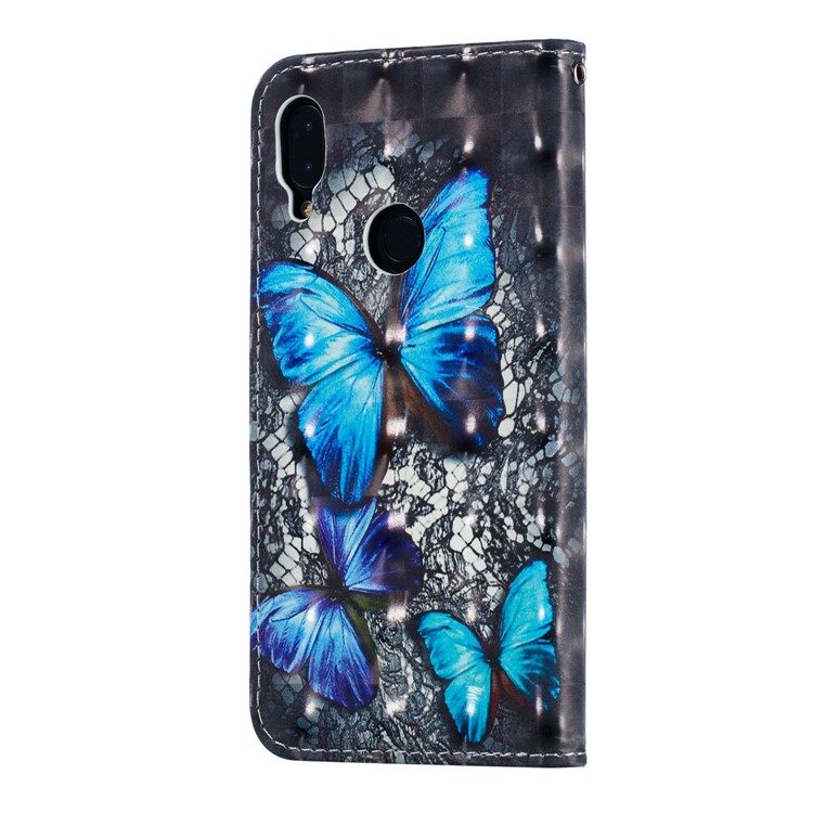 Pattern Printing Light Spot Decor Leather Wallet Case for Xiaomi Redmi Note 7S / Note 7 / Note 7 Pro (India) - Blue Butterfly-5