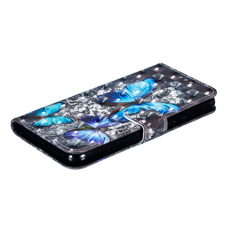 Pattern Printing Light Spot Decor Leather Wallet Case for Xiaomi Redmi Note 7S / Note 7 / Note 7 Pro (India) - Blue Butterfly-7