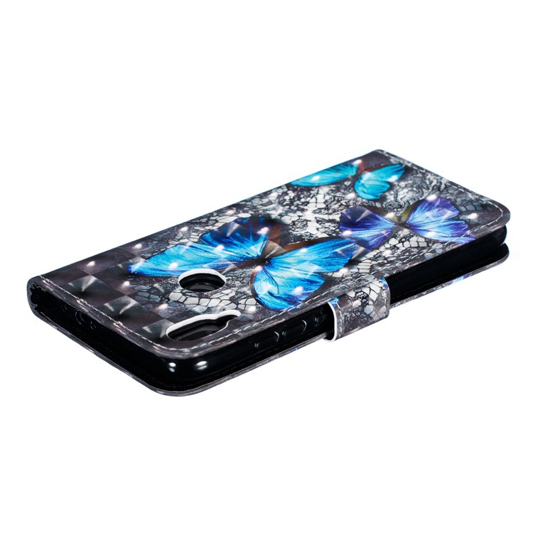 Pattern Printing Light Spot Decor Leather Wallet Case for Xiaomi Redmi Note 7S / Note 7 / Note 7 Pro (India) - Blue Butterfly-8