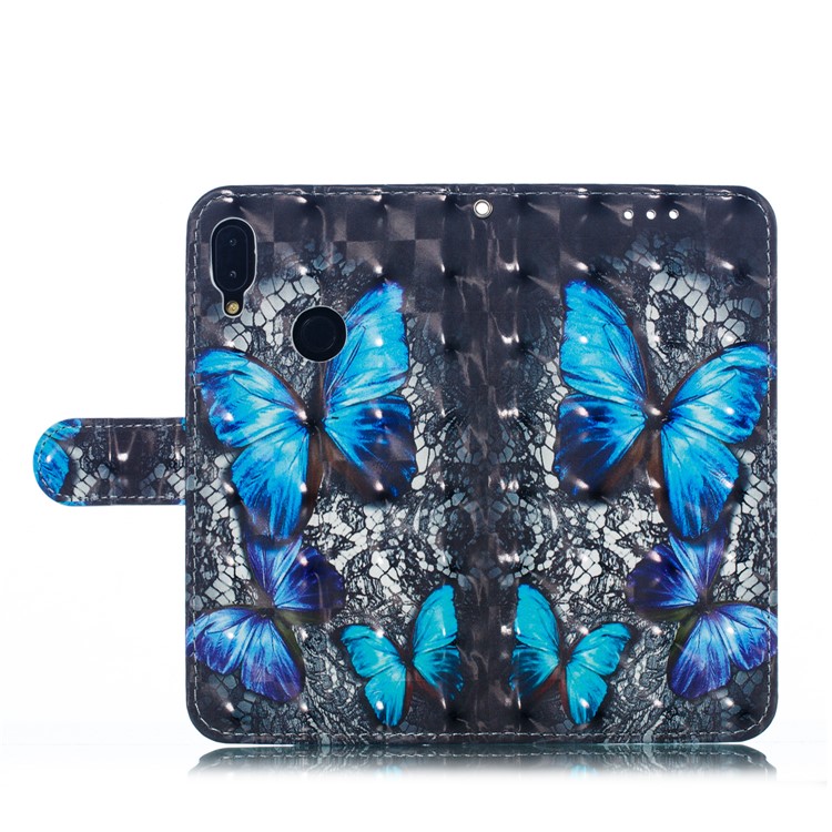 Pattern Printing Light Spot Decor Leather Wallet Case for Xiaomi Redmi Note 7S / Note 7 / Note 7 Pro (India) - Blue Butterfly-9