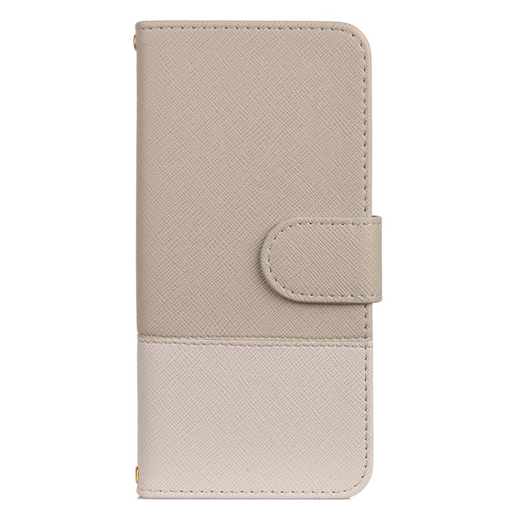 Contrast Color Cross Texture PU Leather Wallet Phone Cover for Xiaomi Mi 9 - Beige-1