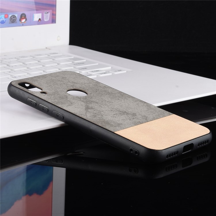 Bi-color Splicing PU Leather Coated PC + TPU Hybrid Case Shell for Xiaomi Redmi 7 - Grey-6