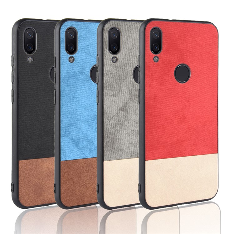 Bi-color Splicing PU Leather Coated PC + TPU Hybrid Case Shell for Xiaomi Redmi 7 - Grey-8