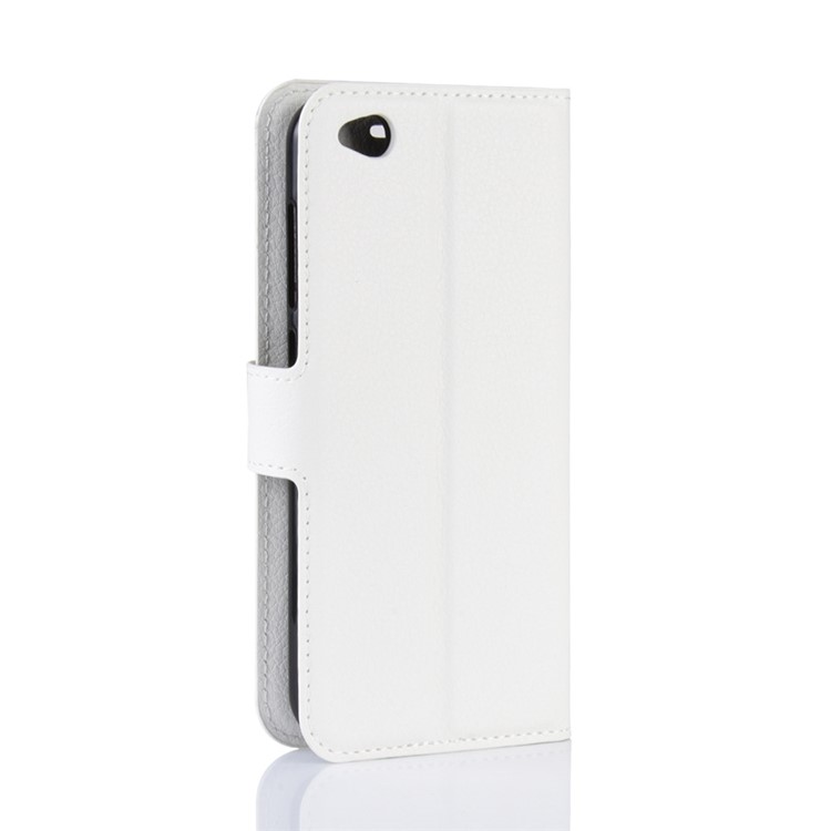 Litchi Skin PU Leather Magnetic Wallet Protection Case for Xiaomi Redmi Go - White-6