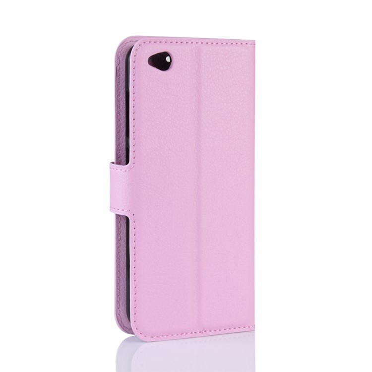 Litchi Skin PU Leather Magnetic Wallet Protection Case for Xiaomi Redmi Go - Pink-6