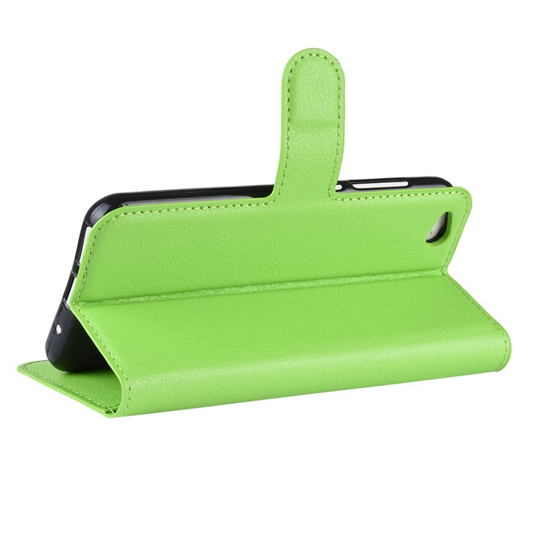 Litchi Skin PU Leather Magnetic Wallet Protection Case for Xiaomi Redmi Go - Green-5