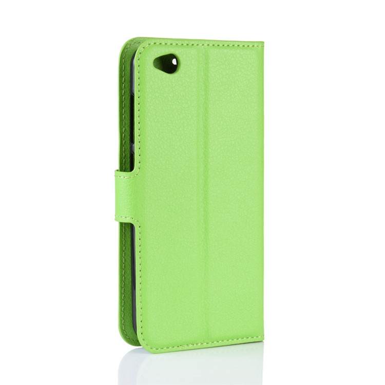 Litchi Skin PU Leather Magnetic Wallet Protection Case for Xiaomi Redmi Go - Green-6