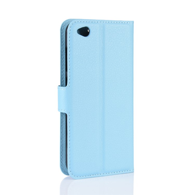 Litchi Skin PU Leather Magnetic Wallet Protection Case for Xiaomi Redmi Go - Blue-6