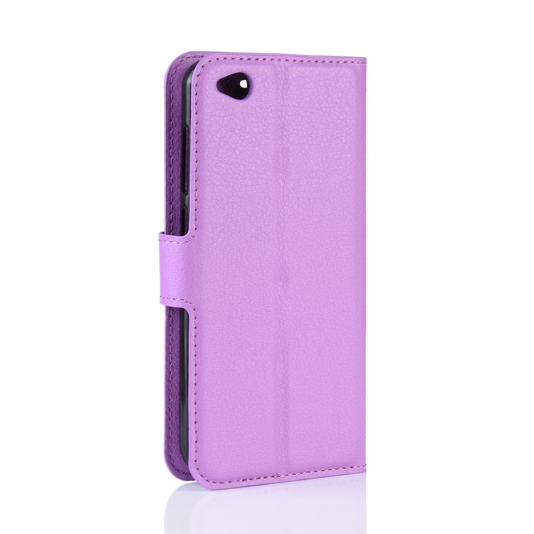 Litchi Skin PU Leather Magnetic Wallet Protection Case for Xiaomi Redmi Go - Purple-6