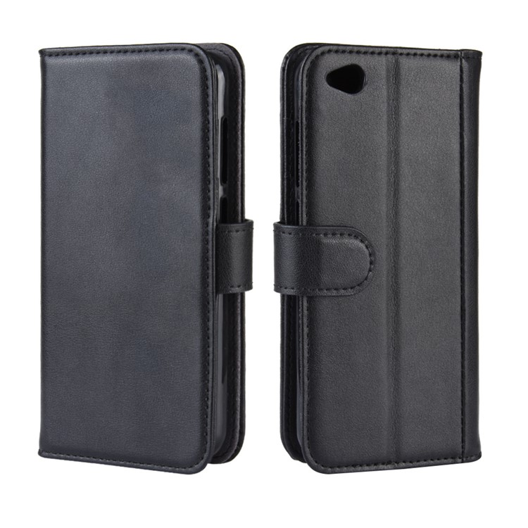 Split Leather Wallet Flip Stand Case for Xiaomi Redmi Go - Black-2