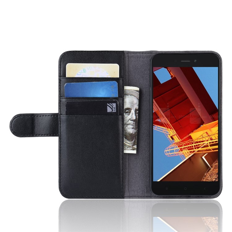 Split Leather Wallet Flip Stand Case for Xiaomi Redmi Go - Black-6