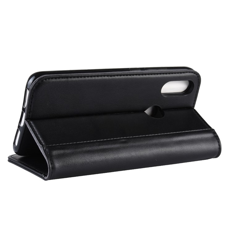 Soporte de Billetera de Cuero de Cuero Dividido Genuino Para Xiaomi Redmi 7 / Redmi Y3 - Negro