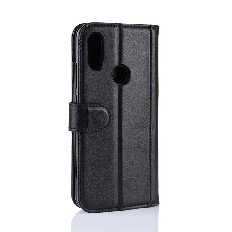 Soporte de Billetera de Cuero de Cuero Dividido Genuino Para Xiaomi Redmi 7 / Redmi Y3 - Negro