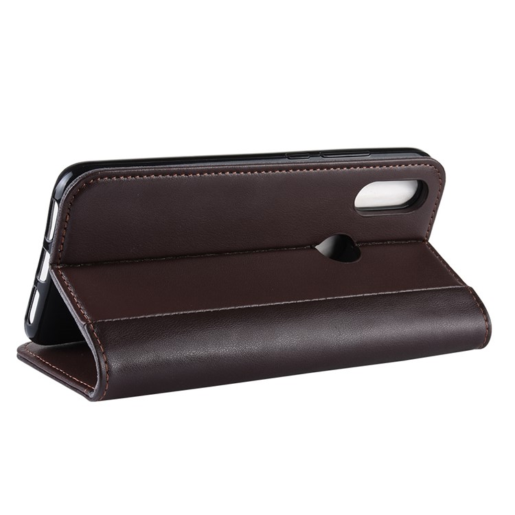 Genuine Split Leather Wallet Stand Mobile Casing for Xiaomi Redmi 7 / Redmi Y3 - Brown-7