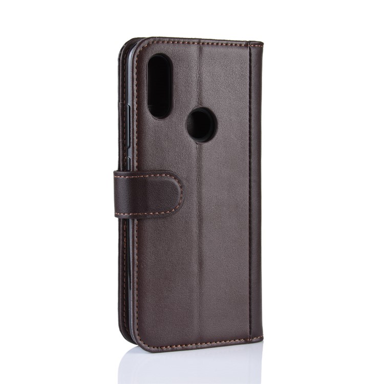 Genuine Split Leather Wallet Stand Mobile Casing for Xiaomi Redmi 7 / Redmi Y3 - Brown-8