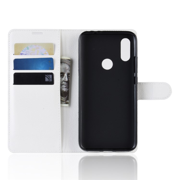 Litchi Skin Wallet Leather Stand Case for Xiaomi Redmi 7 / Redmi Y3 - White-3