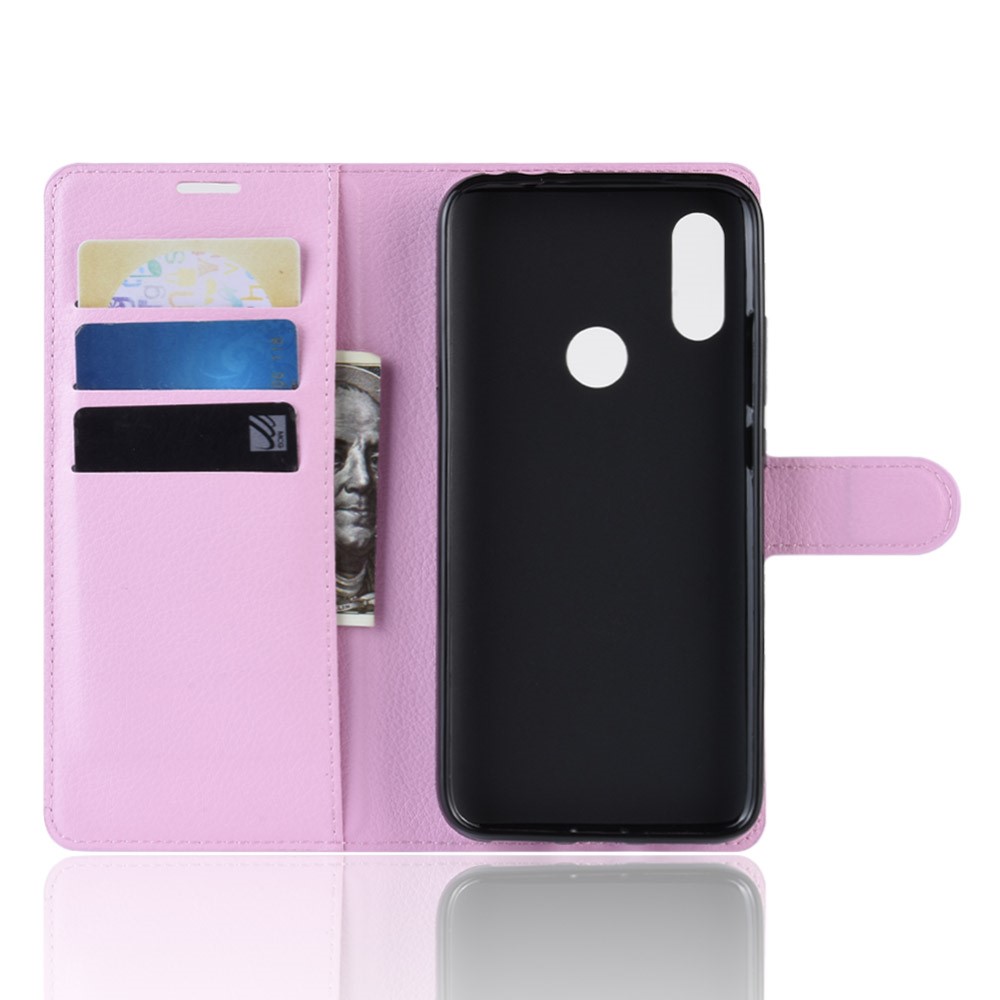 Litchi Skin Wallet Leather Stand Case for Xiaomi Redmi 7 / Redmi Y3 - Pink-3