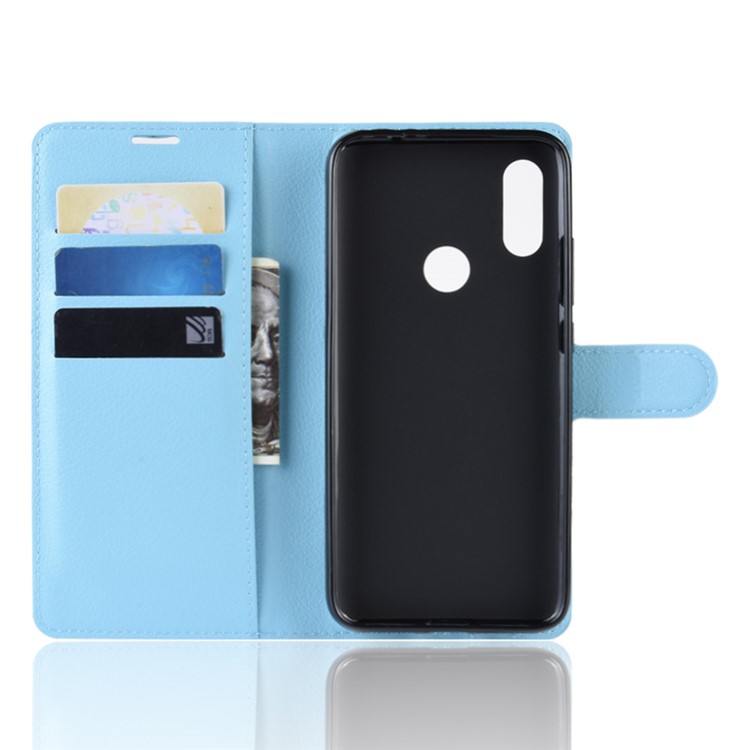 Litchi Skin Wallet Leather Stand Case for Xiaomi Redmi 7 / Redmi Y3 - Baby Blue-3