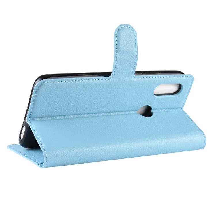 Litchi Skin Wallet Leather Stand Case for Xiaomi Redmi 7 / Redmi Y3 - Baby Blue-5
