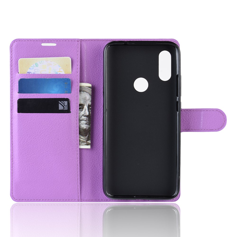 Litchi Skin Wallet Leather Stand Case for Xiaomi Redmi 7 / Redmi Y3 - Purple-3