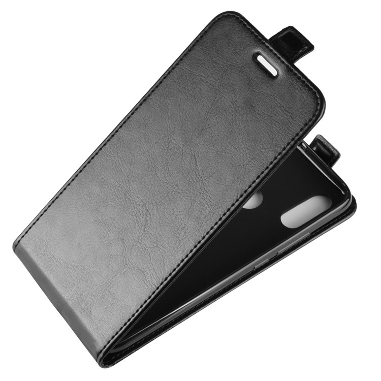 Crazy Horse Vertical Cuir Case Avec Fente de Carte Pour Xiaomi Redmi 7 / Redmi Y3 - le Noir