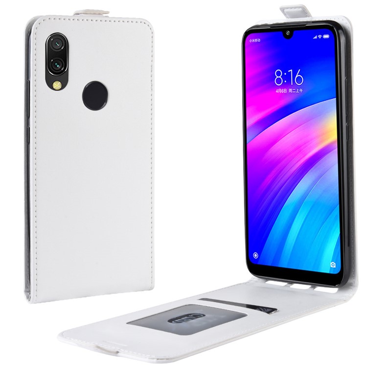 Crazy Horse Vertical Leather Case with Card Slot for Xiaomi Redmi 7 / Redmi Y3 - White-1