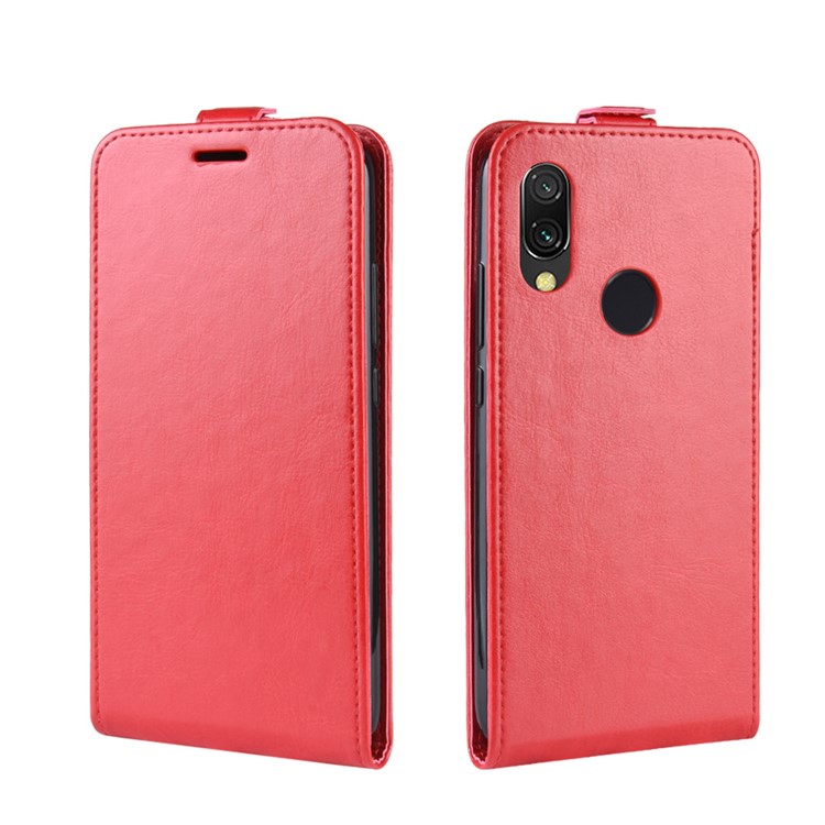 Crazy Horse Vertical Leather Case with Card Slot for Xiaomi Redmi 7 / Redmi Y3 - Red-2