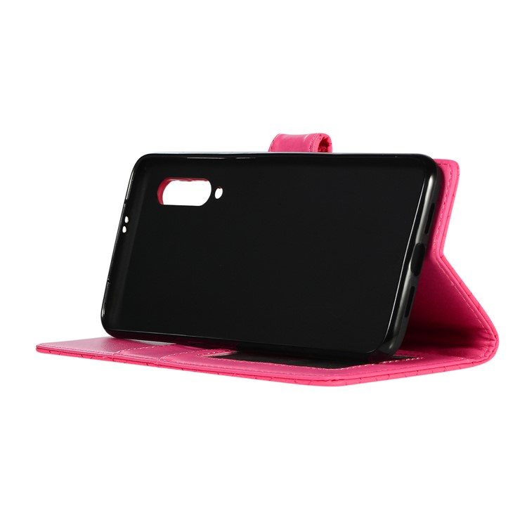 Grid Pattern Wallet Stand Leather Case for Xiaomi Mi 9 - Rose-10